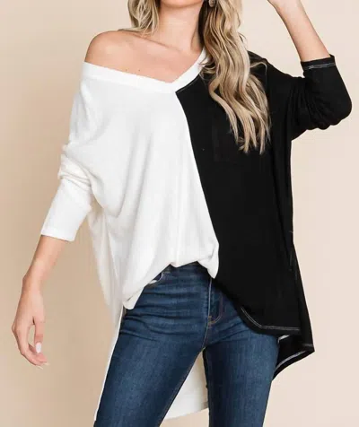 Culture Code Two Tone Sweater In Soft White Combo In Black