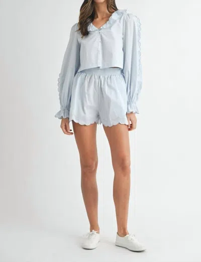 Mable Scallop Blouse And Shorts Set In Lt Blue In Blue