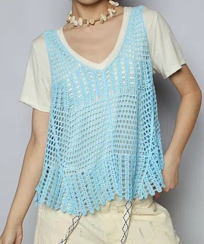 Pol Mara Crochet Tank Top In Blue In Blue