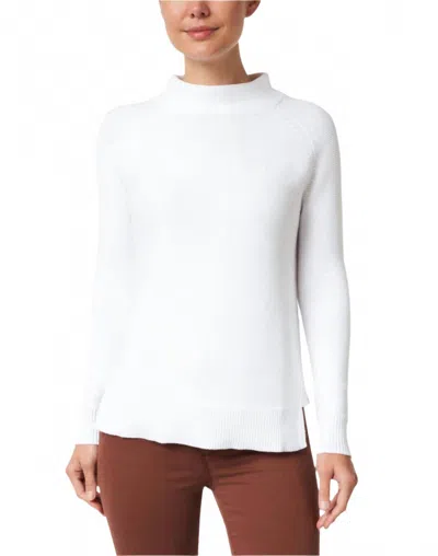 Kinross Garter Stitch Funnel Sweater In White In White