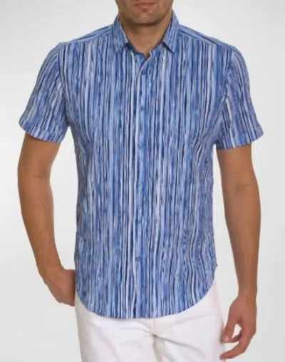 Robert Graham Flashback Seersucker Stripe Shirt In Blue In Blue