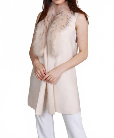 Dolce Cabo Women's Cream Fur Collar Vest In Beige In Neutral