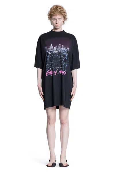 Balenciaga City Of Angels Shrunk T-shirt In Black