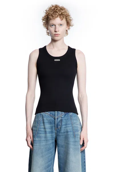 Alexander Mcqueen Ribbed Texture Sleeveless Top In Black