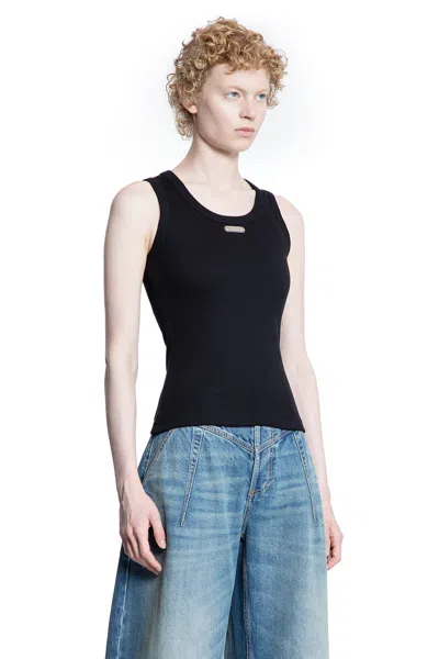Alexander Mcqueen Ribbed Texture Sleeveless Top In Black