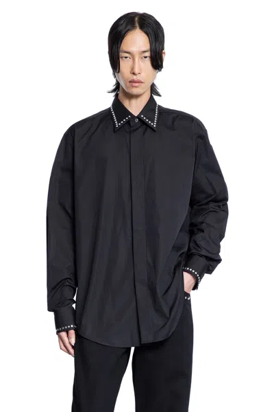 Alexander Mcqueen Studded Cotton Poplin Shirt In Black