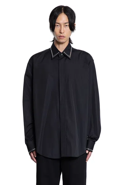 Alexander Mcqueen Studded Cotton Poplin Shirt In Black