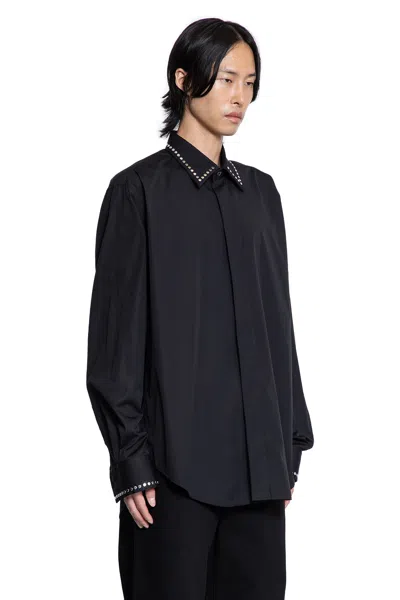 Alexander Mcqueen Studded Cotton Poplin Shirt In Black