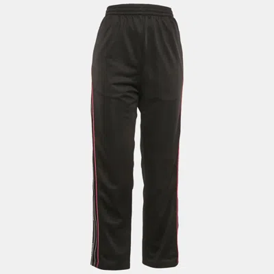Pre-owned Balenciaga Black Logo Striped Jersey Track Pants S