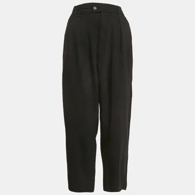 Pre-owned Polo Ralph Lauren Black Wool Blend Pleated Trousers M