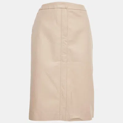 Pre-owned Saint Laurent Vintage Beige Cotton Gabardine Knee-length Skirt L