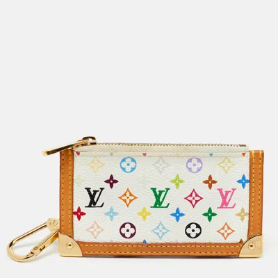 Pre-owned Louis Vuitton White Monogram Multicolore Canvas Key Pouch