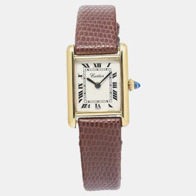 Pre-owned Cartier White Yellow Gold Tank Louis Manual Winding Women's Wristwatch 21mm