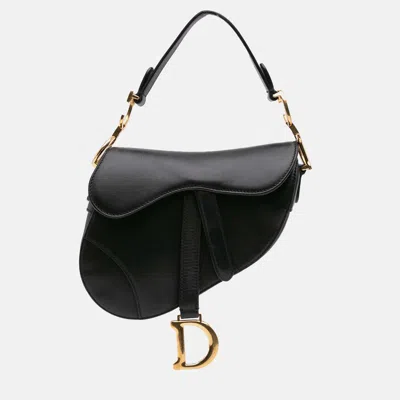 Pre-owned Dior Mini Leather Saddle Black Bag