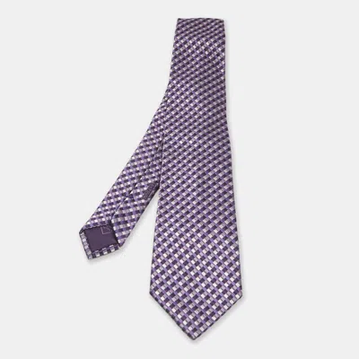 Pre-owned Brioni Purple Check Pattern Silk Tie