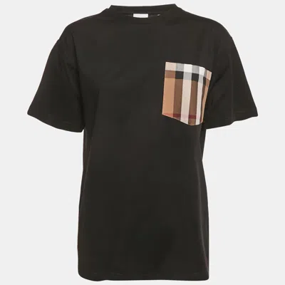 Pre-owned Burberry Black Carrick Checks Jersey T-shirt S