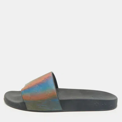 Pre-owned Louis Vuitton Multicolor Iridescent Monogram Rubber Waterfront Slides Size 41
