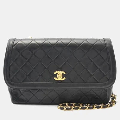Pre-owned Chanel Matelasse Crossbody Chain Shoulder Bag Lambskin Leather Black Ghw