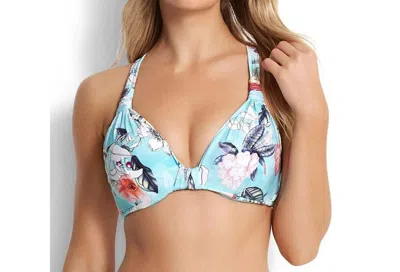 Seafolly Modern Love Halter Bikini Top In Iceberg In Blue