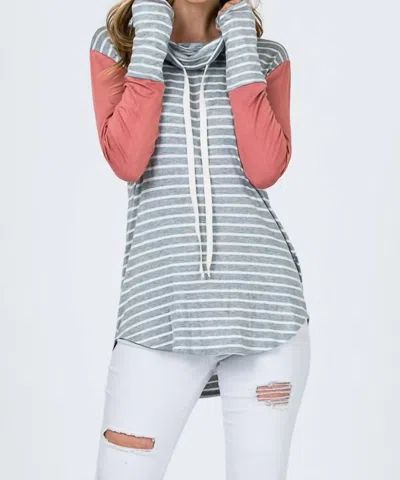 7th Ray Cowl Neck Sweater In Marsala In Gray