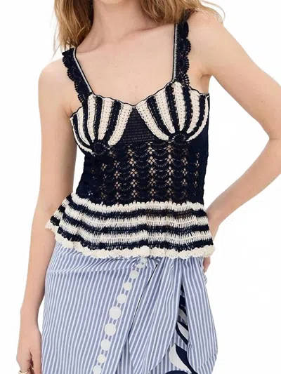 Carolina K Shell Crochet Tank Top In Navy In Black