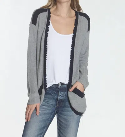 Label+thread Women's Parker Fray Cardigan In Grey/navy In Gray