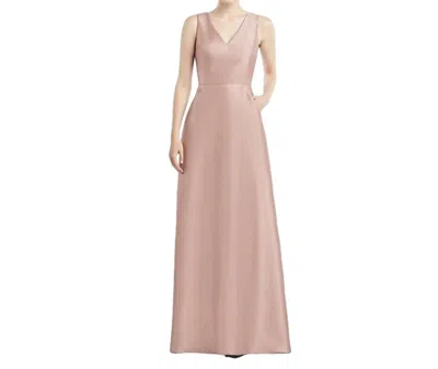 Alfred Sung Satin Twill Full Sleeveless Gown In Toasted Sugar In Pink