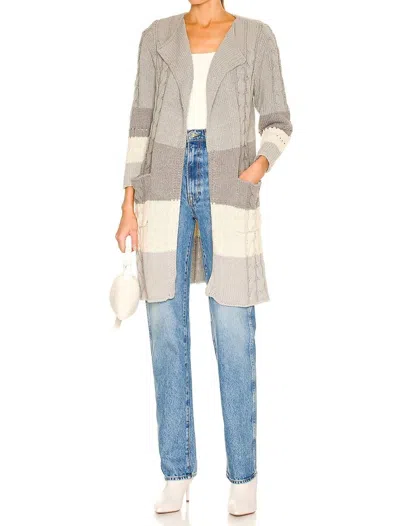 Chaser Open Front Duster Sweater With Pockets In Sunset In Gray