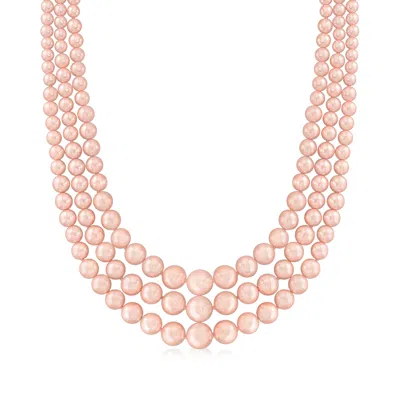 Ross-simons 6-12mm Pink Shell Pearl 3-strand Necklace With Sterling Silver