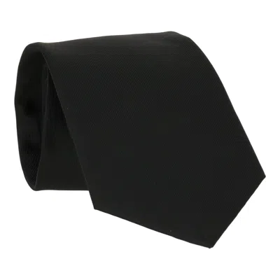 Scotch & Soda Black Tonal Ampersan Logo Tie In Black