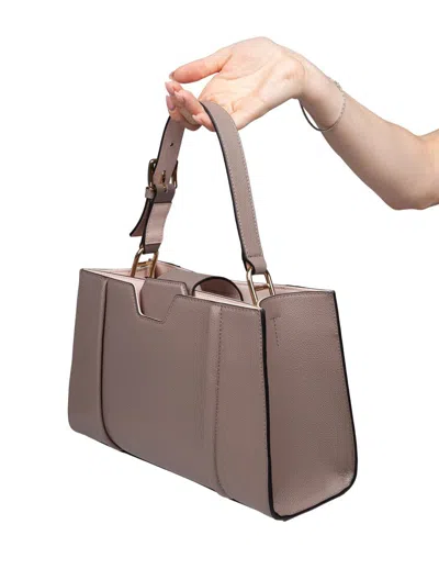 Furla Riva M Tote Leather Handbag Color Stucco Gray