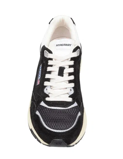 Autry Hyperway Black Low Top Sneakers With Logo Patch On Tongue And Side In Tech Fabric Man In Black