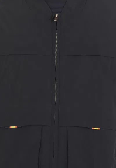 K-way Textured Finish Blue Jacket With Adjustable Hem In Blue