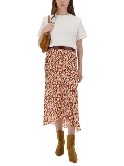 Isabel Marant Lisanne Abstract-print Silk Midi Skirt In Brown