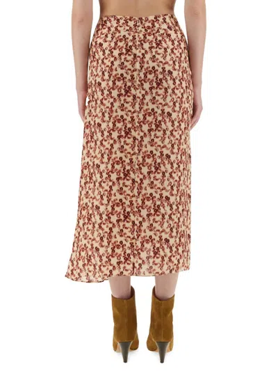 Isabel Marant Lisanne Abstract-print Silk Midi Skirt In Brown