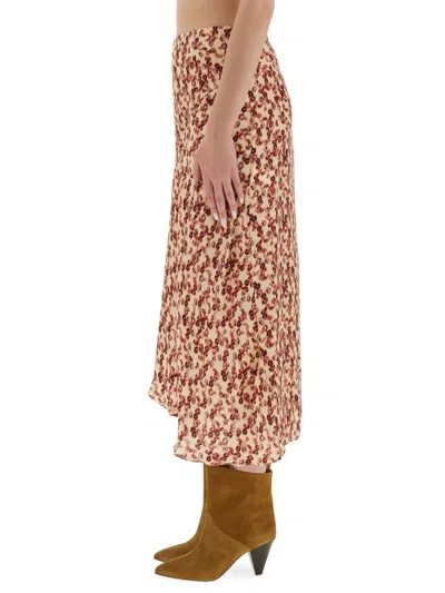 Isabel Marant Lisanne Abstract-print Silk Midi Skirt In Brown