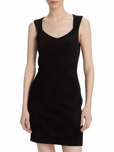 Theory Micro Velvet Sleeveless Mini Dress In Black In Black