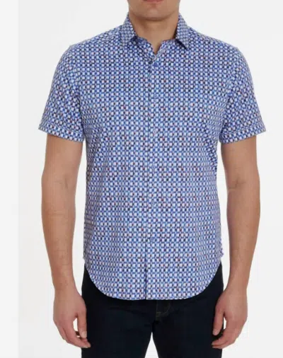 Robert Graham Lunar Phase Short Sleeve Button Down Shirt In Blue In Blue