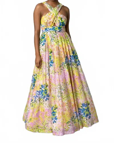 Hope For Flowers Halter Maxi Dress In Painterly Landscape In Multi