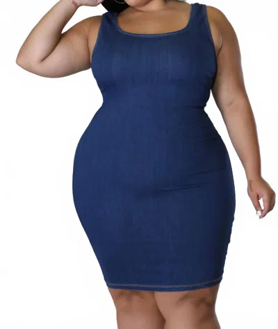 5besties Dark Denim Dress - Plus In Blue