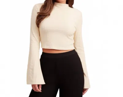 Band Of The Free Avril Mock Neck Cropped Blouse In Cream In Neutral