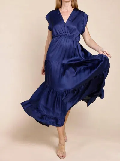 Sofia Collections Mishal Silk Maxi Dress In Navy In Blue