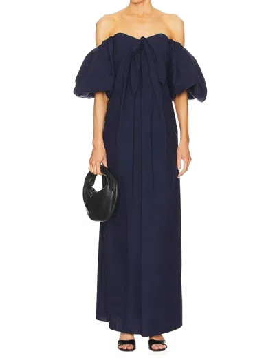 Caroline Constas Reyna Off The Ahoulder Maxi Dress In Navy In Blue