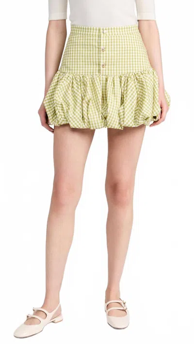 Caroline Constas Reina Bubble Hemmini Skirt In Pistachio Check