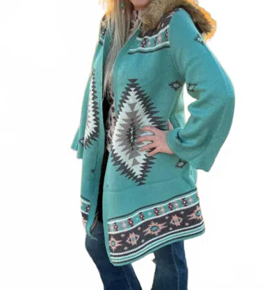 Sterling Kreek Rio Knit Cardigan In Turquoise In Green