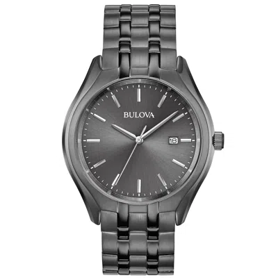 Bulova Men's Ion-plated Gray Dial Watch In Black