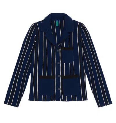 Noname Women's Prep Pinstripe Blazer In Navy Stripe