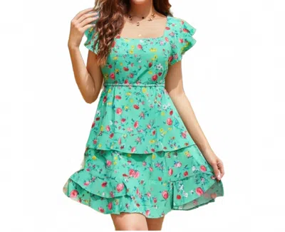 B.o.g. Collective Floral Ruffle Mini Dress In Green In Green