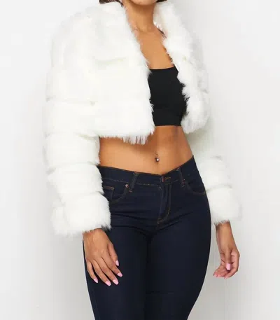 Hot & Delicious Faux Fur Crop Collar Jacket In White