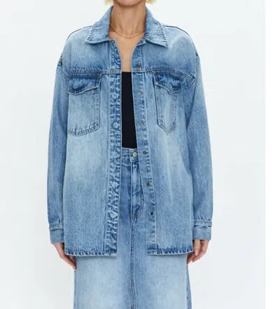 Pistola Mandy Long Denim Jacket In Skylark In Blue